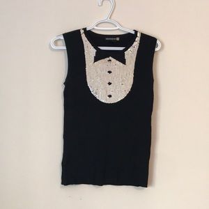 Black tie sequin top